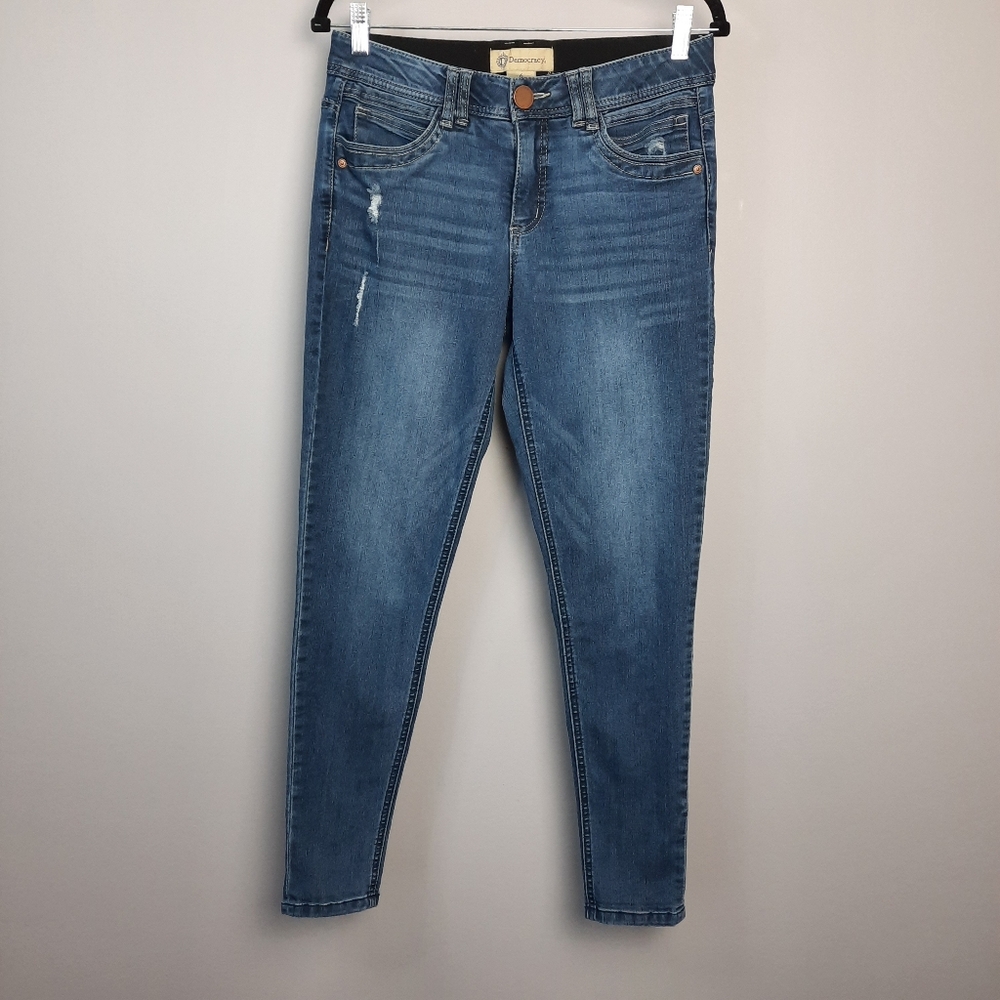 Democracy Ab Technology Midrise Comfort Waist Distressed Skinny Jeans size 6